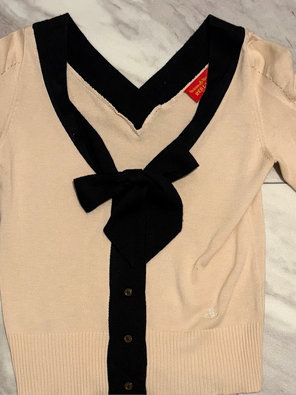 Vivienne Westwood Cream Top with Black Contrast Collar